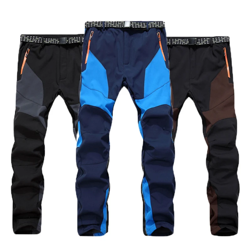 Зимние флисовые мужские походные брюки быстросохнущие водонепроницаемые теплые