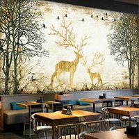 custom mural wallpaper retro elk woods living room tv background wall painting creative art restaurant papel de parede sala 3 d