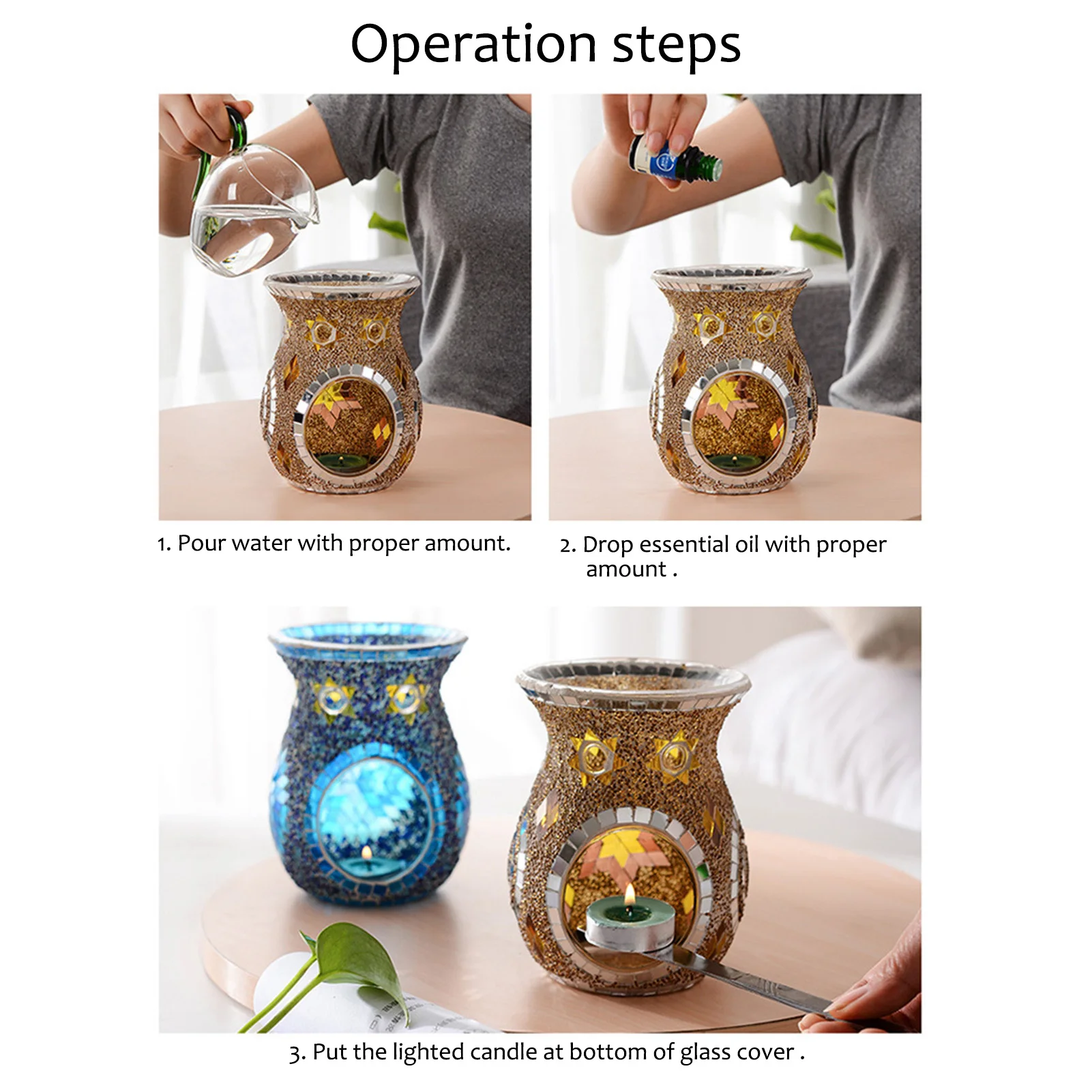

Colorful Turkish Aromatherapy Table Lamp Glass Material Vintage Home Dining Table Exquisite Decor For Home Office #W0