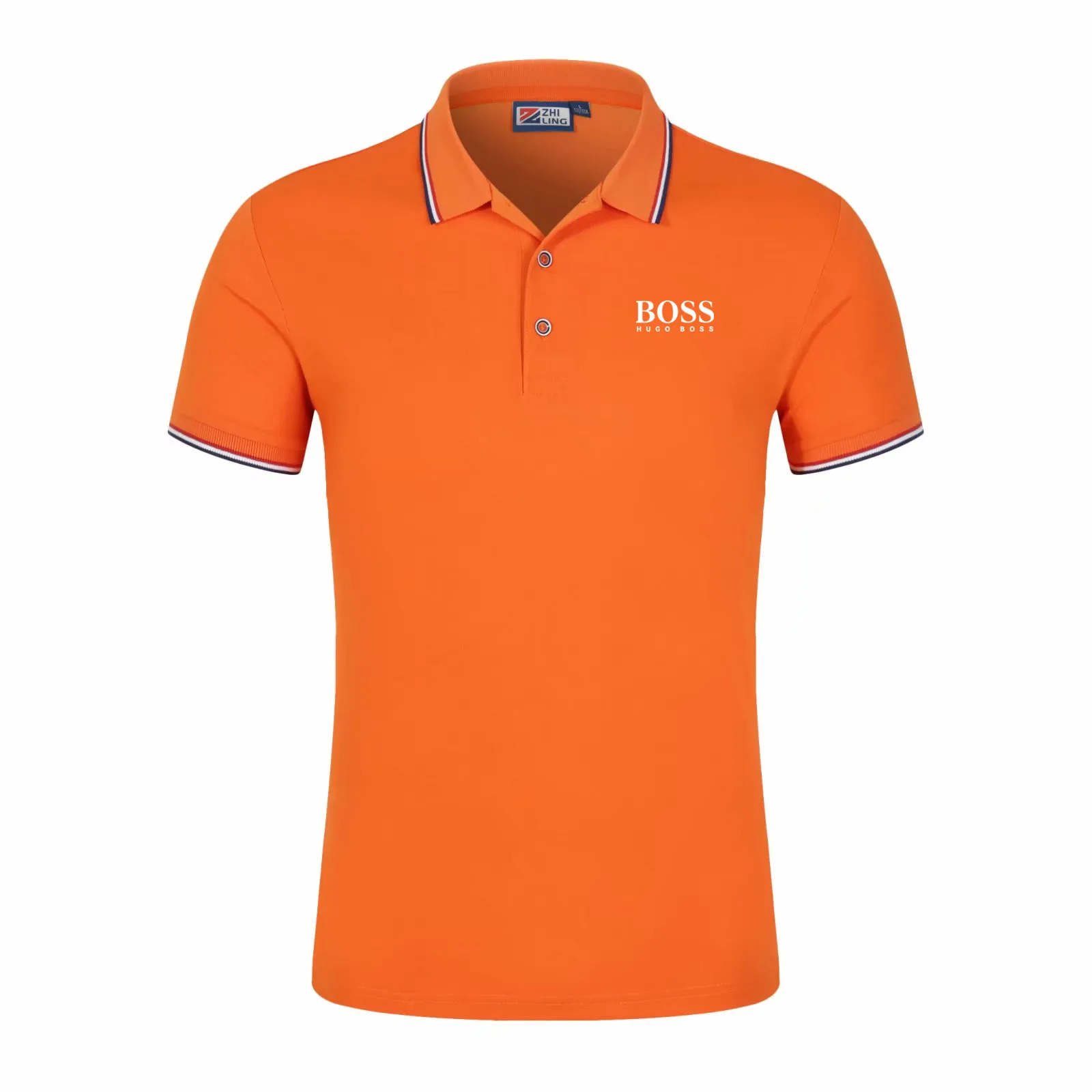 

2021 new style JA BOSS clothes men's knitted polo shirt contrast color short-sleeved turn-over neckline breathable large size sp