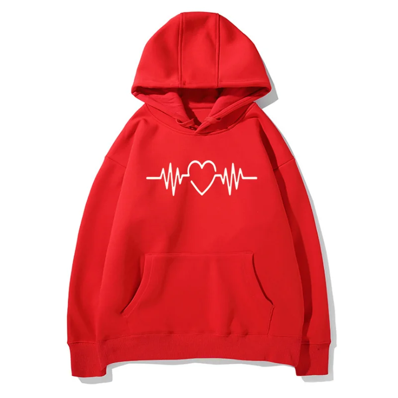 

Summer Love Heart Pringting Hoodies For Women Fashion Casual Couple Sweatshirt Femme Harajuku Streetwear Graphic Pullover Tees