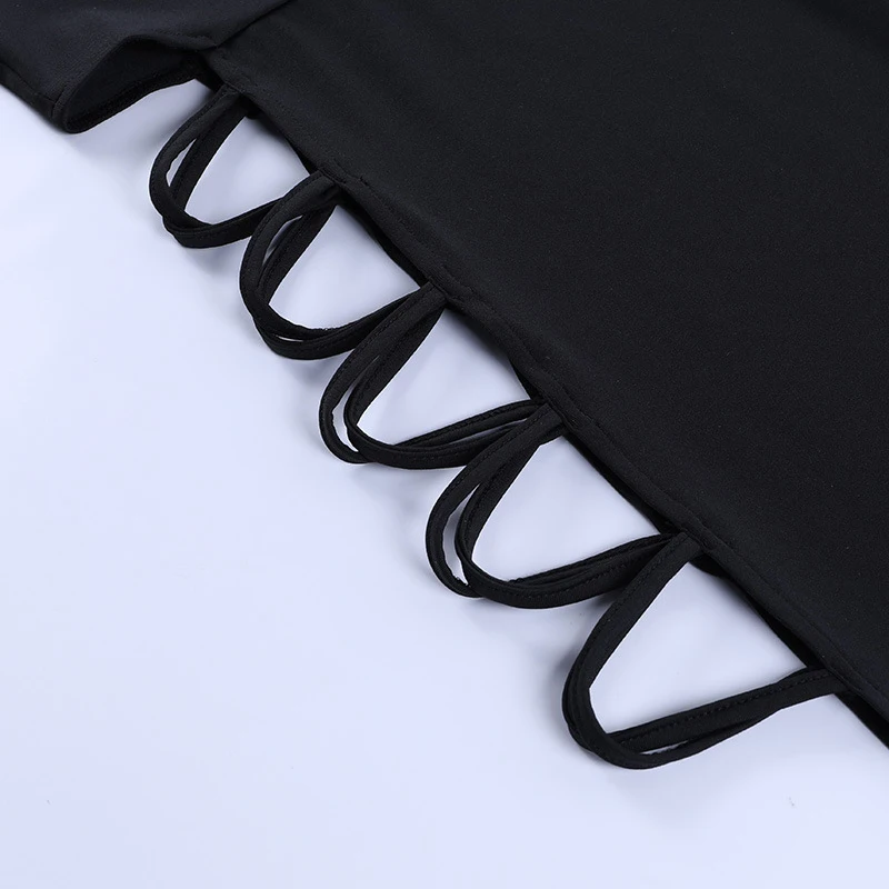

Fashionsta Sexy Black Long Dress Summer High Split Dress Sleeveless Party Club Bodycon Women Hollow Out Dresses Solid Vestidos