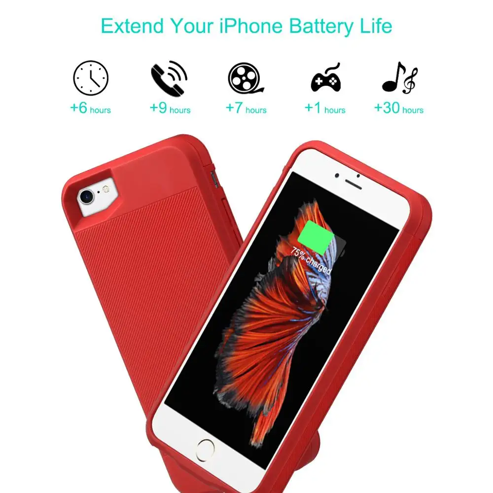 Чехол для зарядного устройства iPhone 7 8 Plus чехол аккумулятора зарядки ультра
