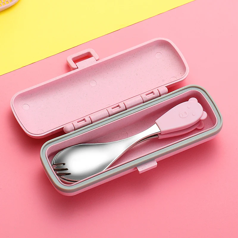 Портативный Силиконовые Столовые приборы Путешествия 304 Нержавеющая сталь дети