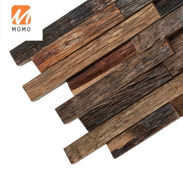 

3D Art Vintage Wood Mosaic Mixed Wall Decorative Panel Mosaic Wallpaper