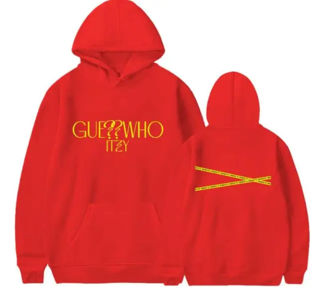 

Itzy new album guess who same printing fleece/thin pullover hoodies kpop unisex fashion loose sweatshirt