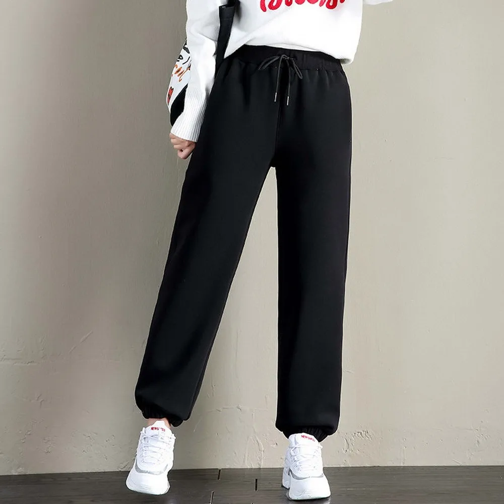 

Winter Women Gym Sport Sweatpants Workout Fleece Thick Warm Winter Trousers Women Solid Female Sport Running Pants Pantalones