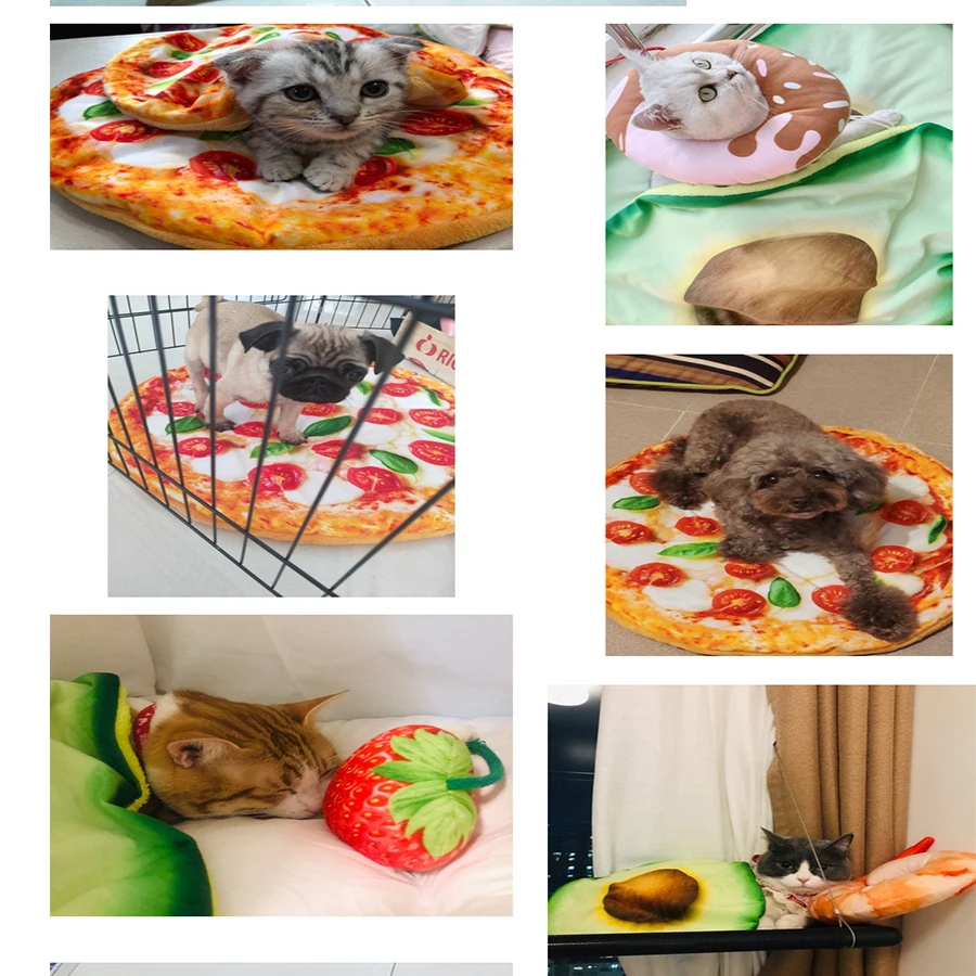 

1pcsNew Comfort Pet Cat Dog Sleeping Bed Mat Cat Soft Warm Flannel Blanket Poached Egg Novelty Sleep Pad Pizza Sleeping Blankets