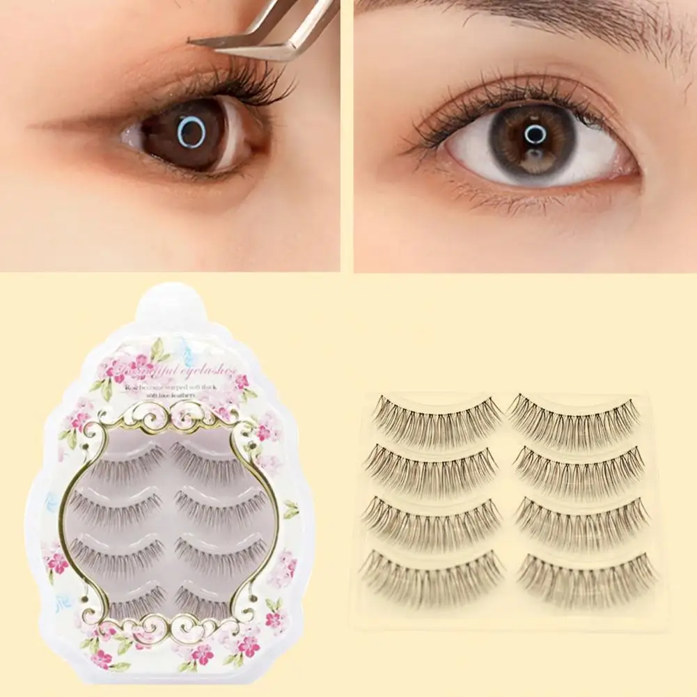 4 пары в коробке Профессиональные поддельные ресницы Мягкие наращиваемые ресницы Ручка с натуральными густыми ресницами Макияжный.