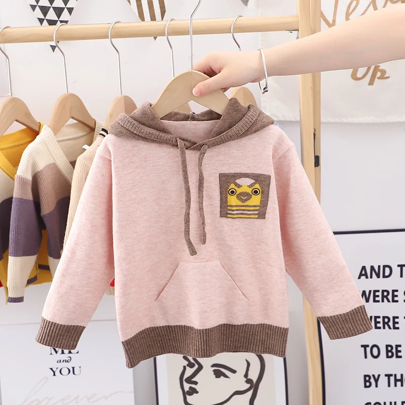 

Детская одежда, осенний Новый стиль, Детский милый вязаный пуловер с капюшоном для мальчиков и девочек