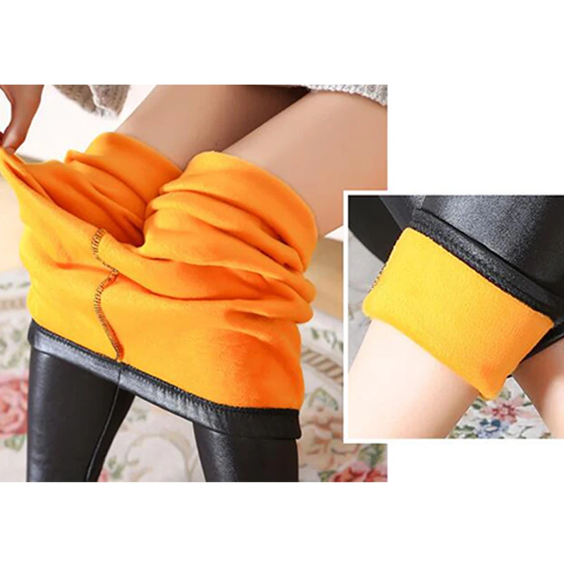 Леггинсы зимние утепленные из искусственной кожи со средней посадкой батальных