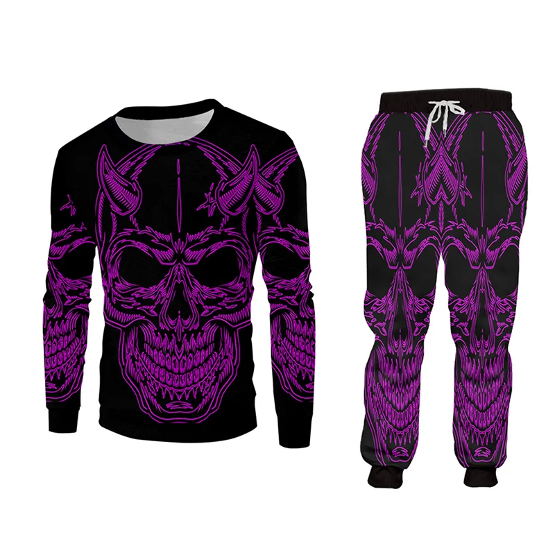 UJWI Мужская толстовка спортивные штаны куртка с черепом 3D принтом повседневная