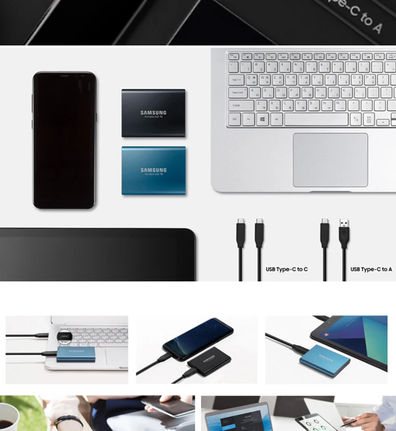 SAMSUNG T5 SSD 500GB 1 ТБ внешний твердотельный диск USB3.1 HDD type-C портативный для ноутбука