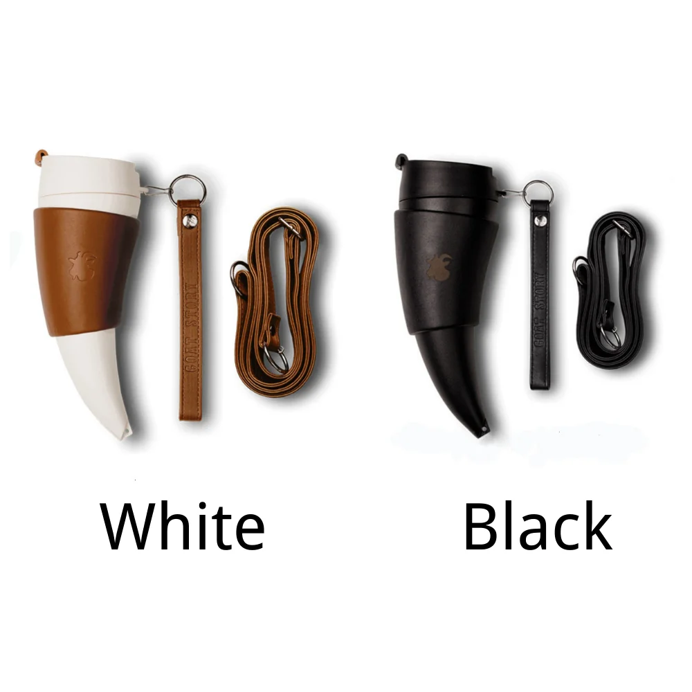 

Creative Goat Horns Coffee Mug 230ML Stainless Steel Vacuum Cup Thermos Flask Tea Cups Travel Couple Water Bottle With Rope