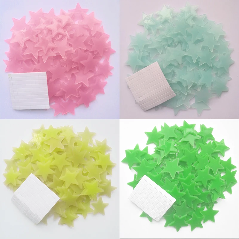

50pcs Pvc Stars Glow Stickers Luminous In Dark Night Fluorescent Wall Art 3D Home Decals For Kids Room Ceiling Switch Decoration