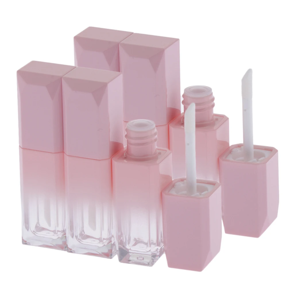 

6Pcs Empty Plastic Lip Gloss Tube Small Lipstick Tube DIY Makeup Sample Cosmetic Containers - Pink