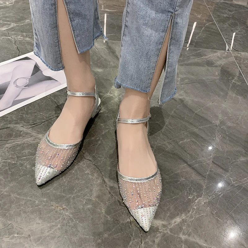

Clear Heels 2021 Sandals Female Shoe Buckle Strap Med Lace Denim Women's Bling Bling New Girls Summer Fashion Closed Laces Rhine