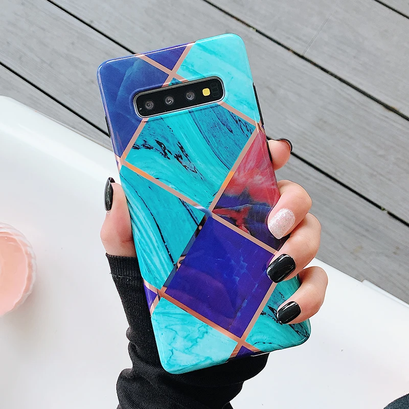 YHBB чехол с геометрическим покрытием разноцветный мраморный мягкий для samsung Note 10 8