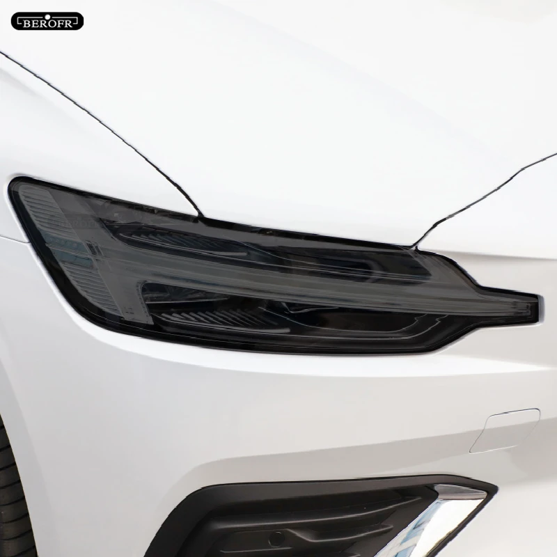 Car Headlight Protective Tint Film Smoke Black Transparent TPU Light Sticker For Volvo V60 S60 2018 2019 2020 Accessories