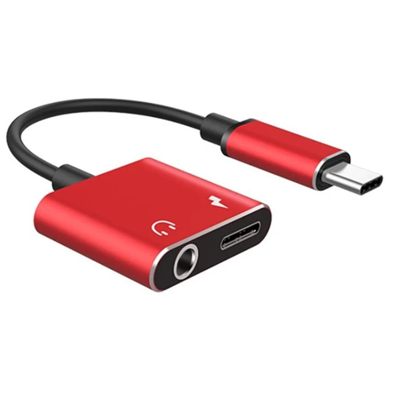 Адаптер для зарядки наушников 2 в 1 с разъемом типа C на 3 5 мм Aux аудио USB