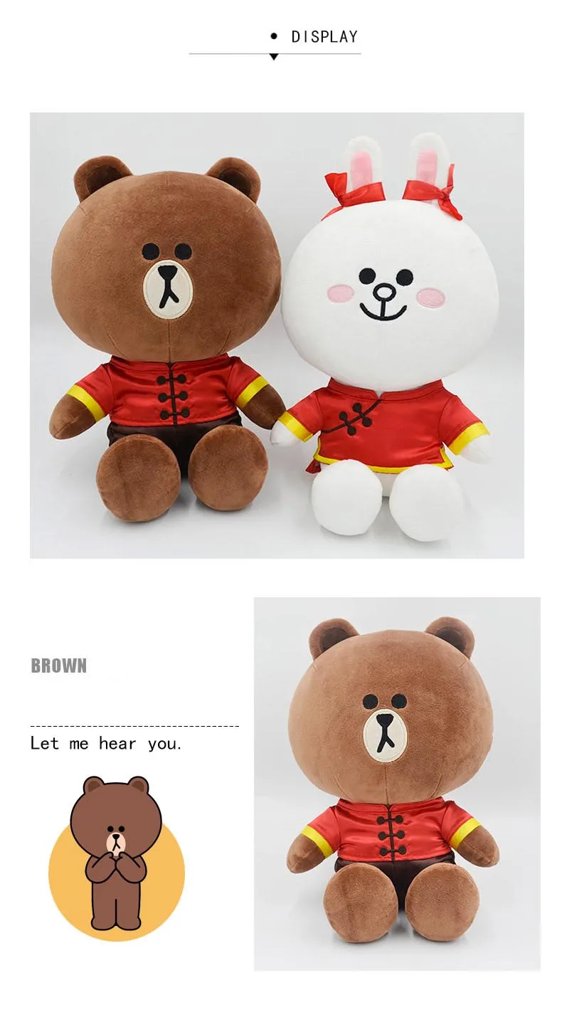Original Line Friends Stuffed Animal Dolls Toys Kawaii Brown Bear Cony Cos Tang Suit Chinese Style Juguetes Valentine's Day Gift | Игрушки