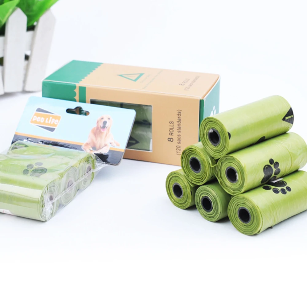 8 рулонов биоразлагаемых мешков для уборки собак кукурузный крахмал