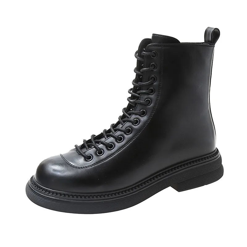 Winter platform boots Ladies sneakers High-top casual shoes Platform lace-up ankle boots Warm white Botas Mujer