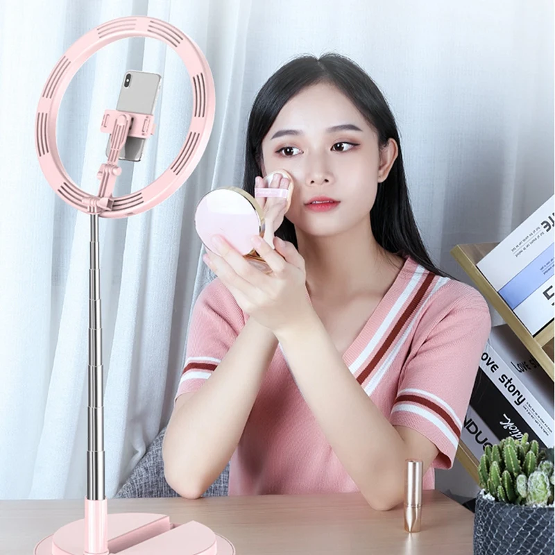 

Fill Light LED Ring Light Floor to Ceiling Folding Stand Ring Light for Live Broadcast, Makeup, Beauty