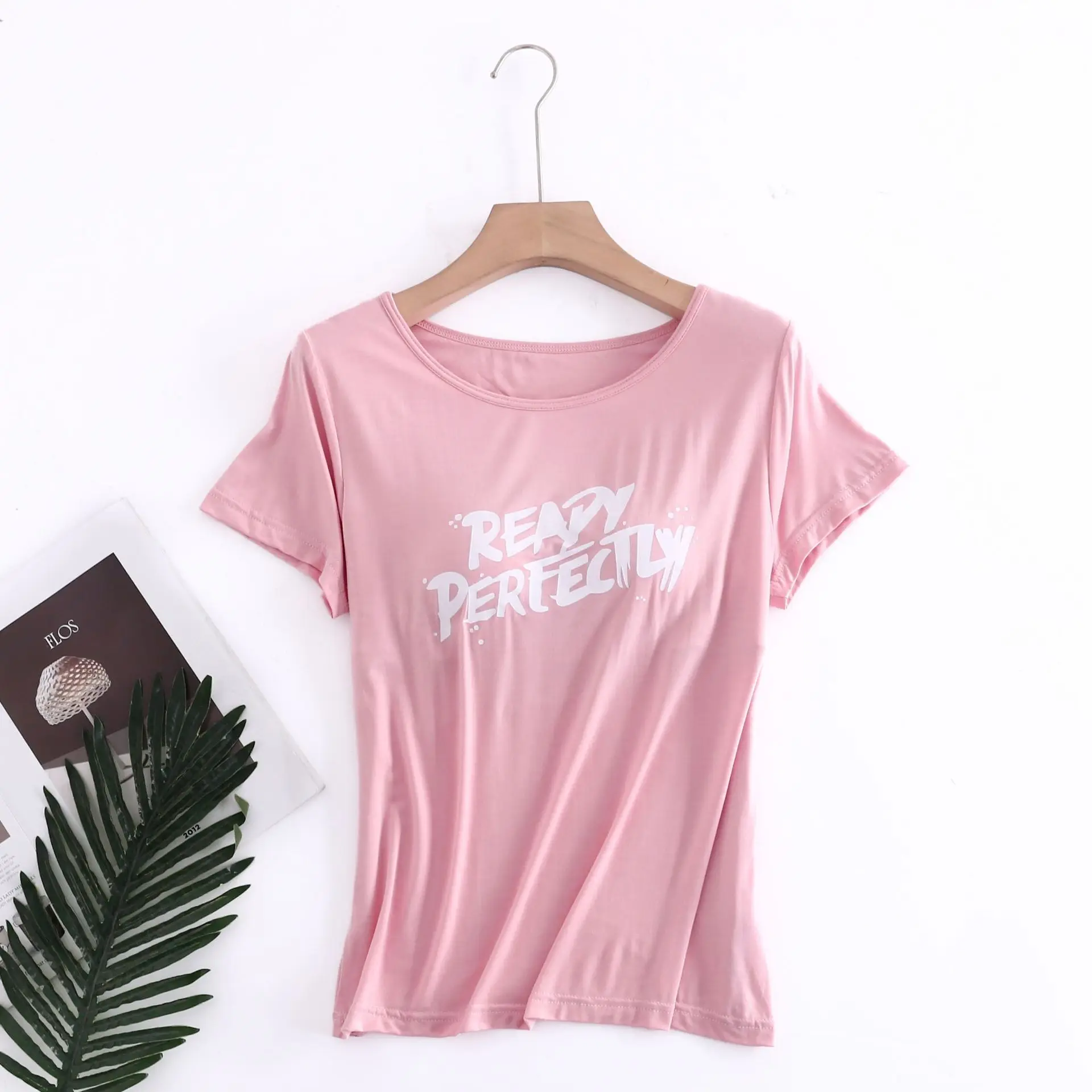 Fdfklak Casual One Piece Pajamas Women Letter Print Cotton Modal Sleepwear Bra Padded Sleep Tops Pyjama Pour Femme Sleep Shirt