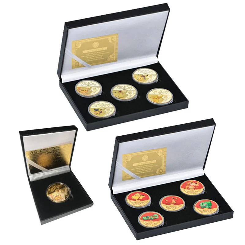 

10 types Pocket Cute Animals Japanese Anime Monsters Commemorative Coin Kawaii Patterns Gold Plated Color Coins Collectibles