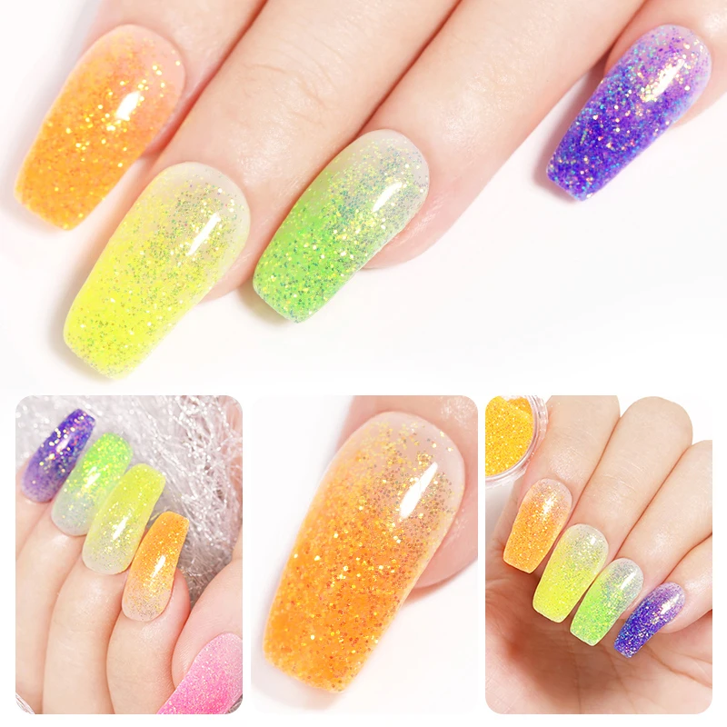 1g/Box Fluorescent Sugar Nail Art Glittery Powder Dust Sequins Candy Colors Iridescent Sparkling Decoration for Tips | Красота и