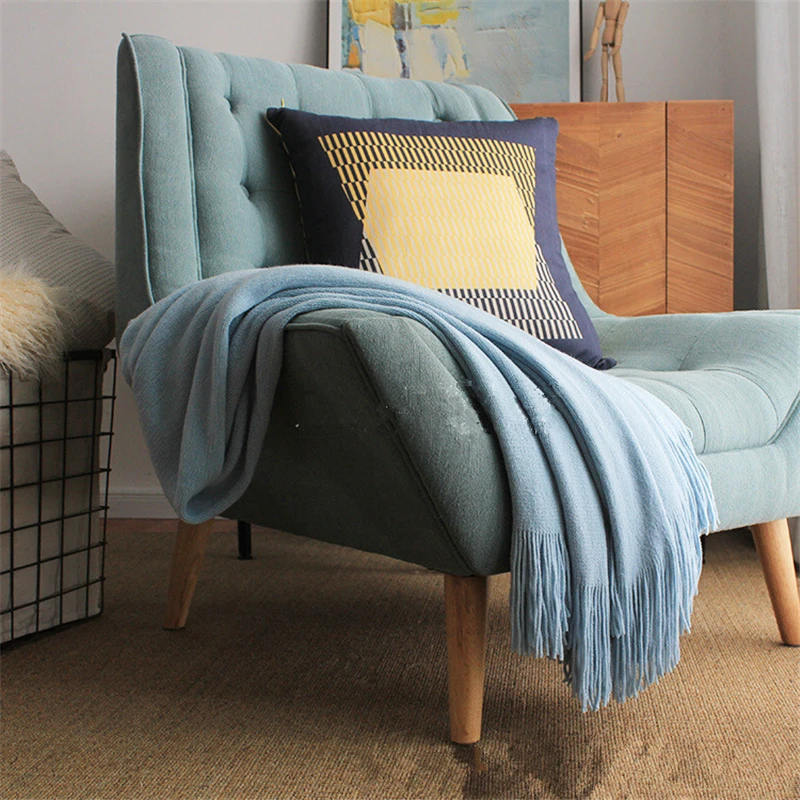 Простое стильное белое вязаное одеяло для дивана искусственное покрывало