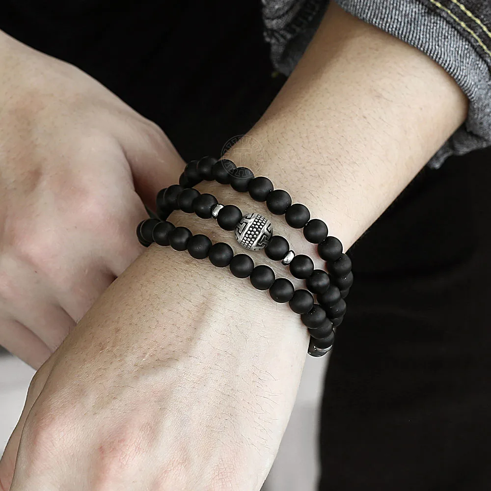 Мужское ожерелье из натурального камня с бусинами для женщин серый черный