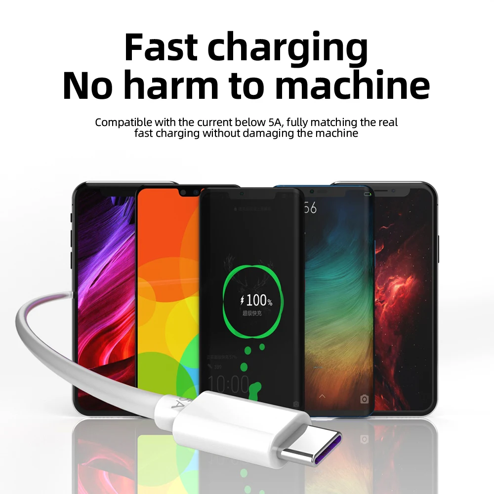 

5A Fast Charge Data Type C USB C Cable For Xiaomi 9 10 Redmi Note 9 8 Pro Huawei P30 Lite Mate 30 Pro Android USB-C Phone Cord