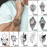 9pcslot waterproof temporary tattoo sticker lion wolf geometric ferocious animal tatoo wrist ankle woman man body art fake tato