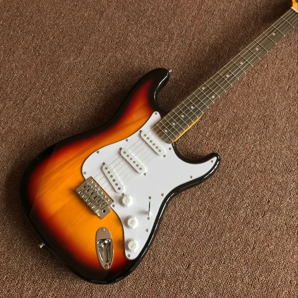 

Пользовательский магазин Sunburst цветная электрическая гитара ручная работа 6 струн гитара, палисандр фингерборд