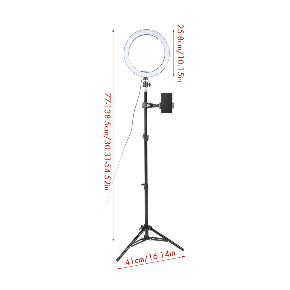 

10 Inch LED Selfie Ring Camera Fill Light Photography Led RingLight with 1.2m Tripod Stand Phone Clip For Makeup Live Video