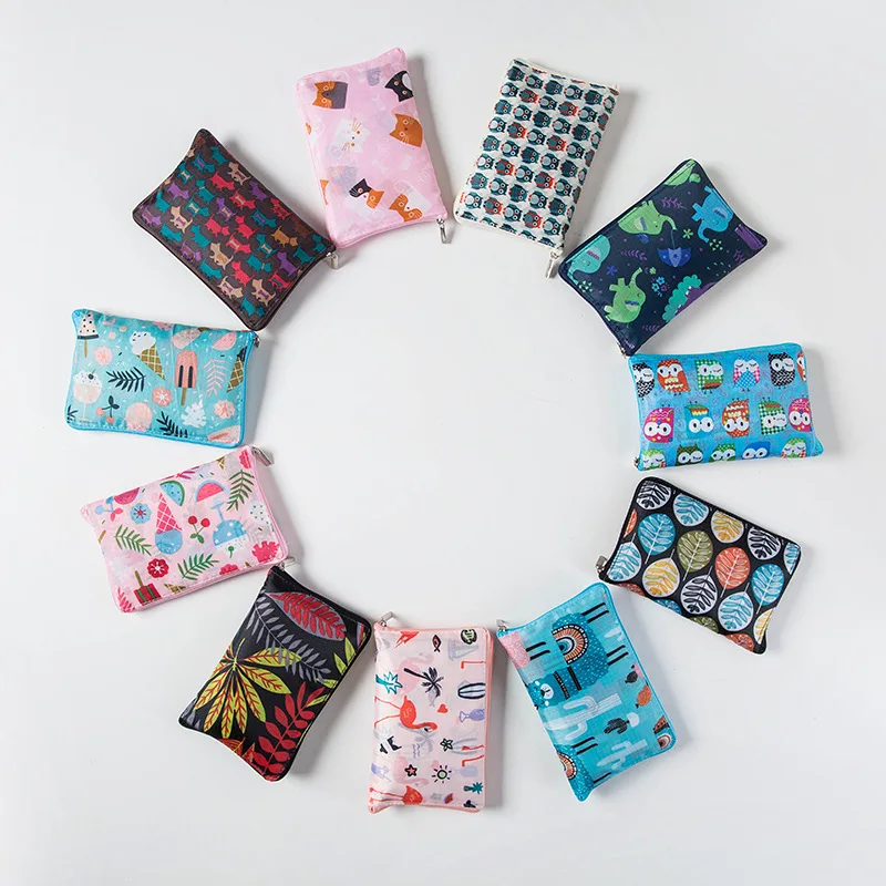 

Women Foldable Recycle Shopping Bag Flower Print Eco Reusable Shopping Tote Bag Fruit Vegetable Grocery Storage Bags Pouch