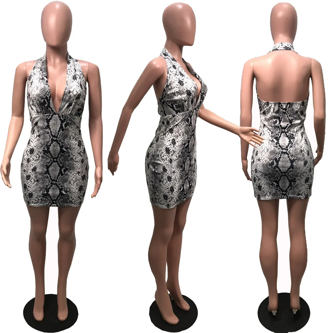 

Summer Halter Print Halter Snake Print Dress Wholesale Best Top Fashion Clothes Women Dresses