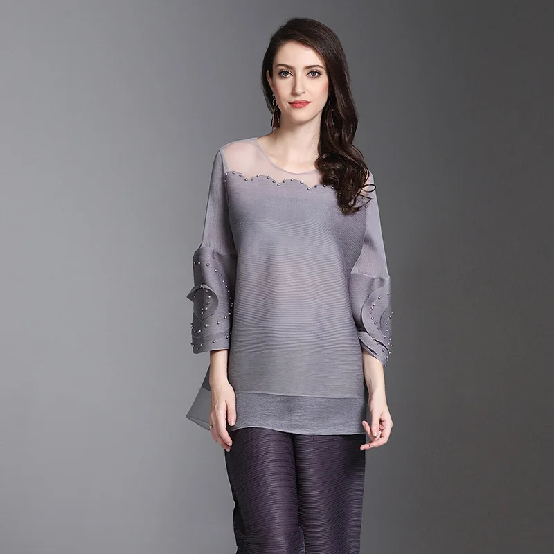 LANMREM 2020 Европейская мода большой размер Женская плиссированная одежда летняя