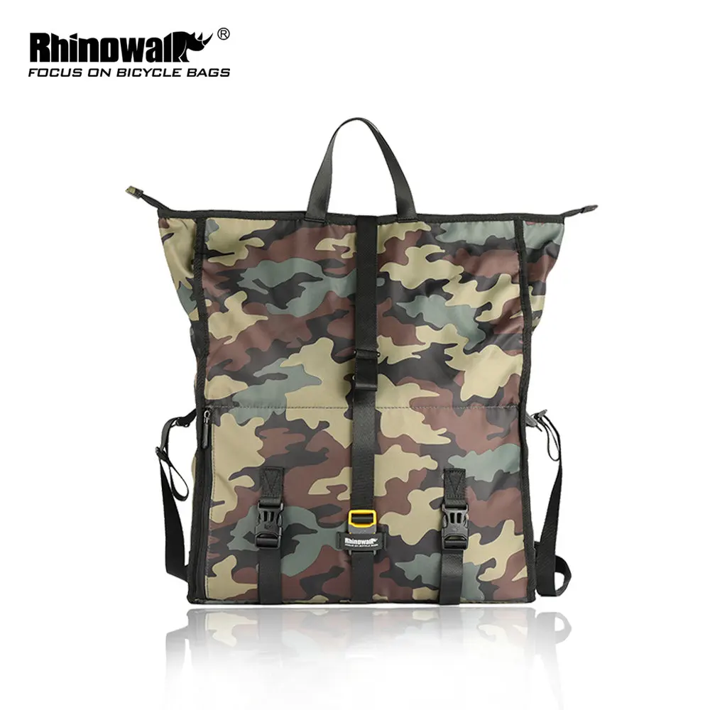 Green Camouflage Rhinowalk велосипедная сумка на заднюю стойку, сумка для велосипедного седла, сумка для хранения, дорожная сумка для мужчин и женщин, сумка для фитнеса и бизнеса, Повседневная сумка - Цвет: Green Camouflage