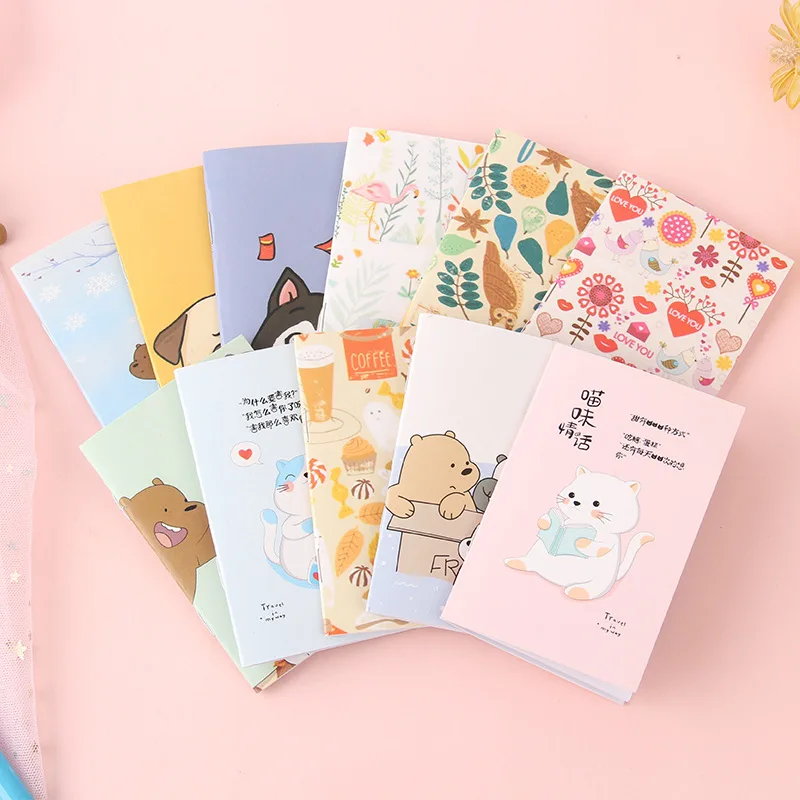 

4PCS New Mini Notepad Cartoon Little Cute Notebook Diary Pocket Children Small Gifts Stationery Office School Supplies Wholesale