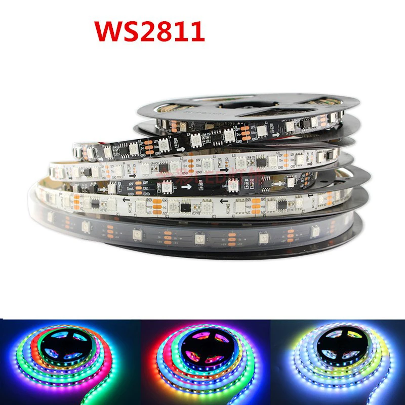 

DC12V WS2811 RGB Led Strip Light 5050 SMD Addressable 30 48 60 LEDs External 1 IC Control 3 Leds Bright Normal Led Lights