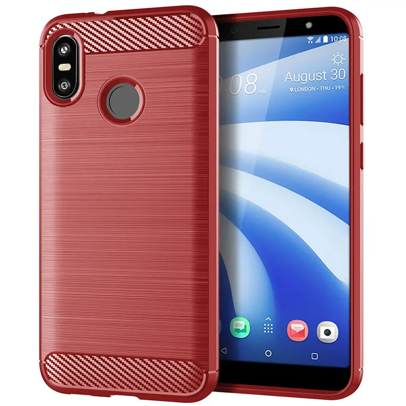 Красный Матовый текстурный чехол для телефона для htc U12 Life, чехол из углеродного волокна, роскошный ТПУ чехол для задней панели s для htc Desire 12 Plus U11 Life Eyes, чехол - Цвет: Красный