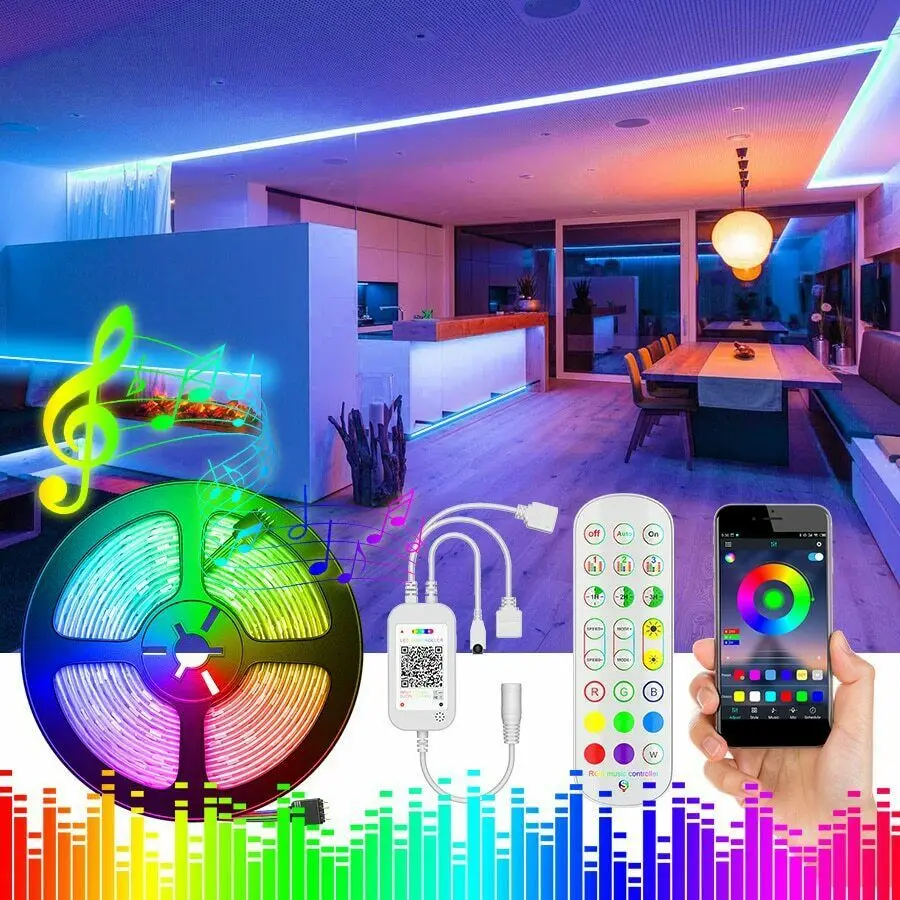 LED Light Bar 5050 Music Sync Bluetooth Application Decoration Backlight Lamp Night Rope Luminous For Bedroom