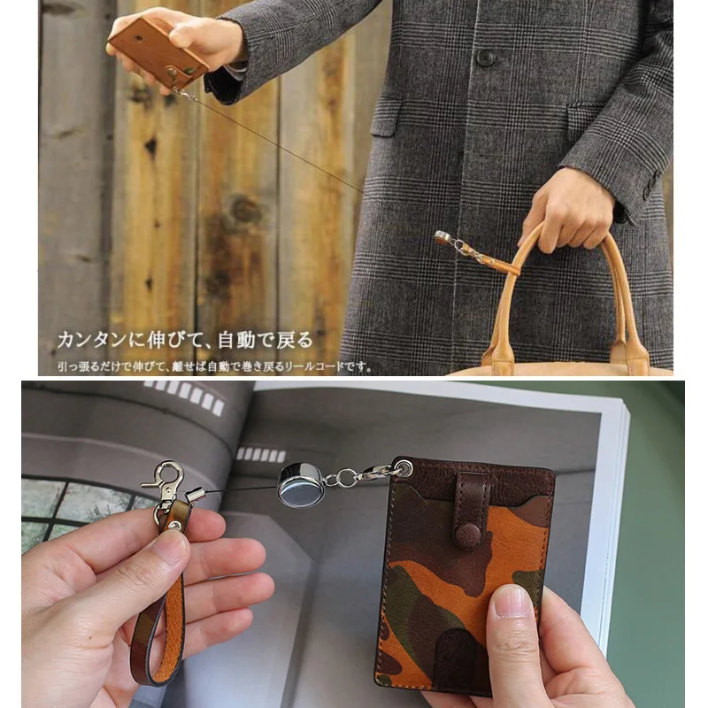 Новый модный выдвижной держатель для карт в автобусе из натуральной кожи