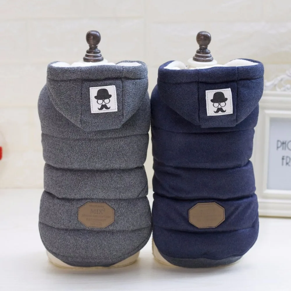 Зимнее пальто с капюшоном для собак две ноги хлопковая стеганая одежда рисунком