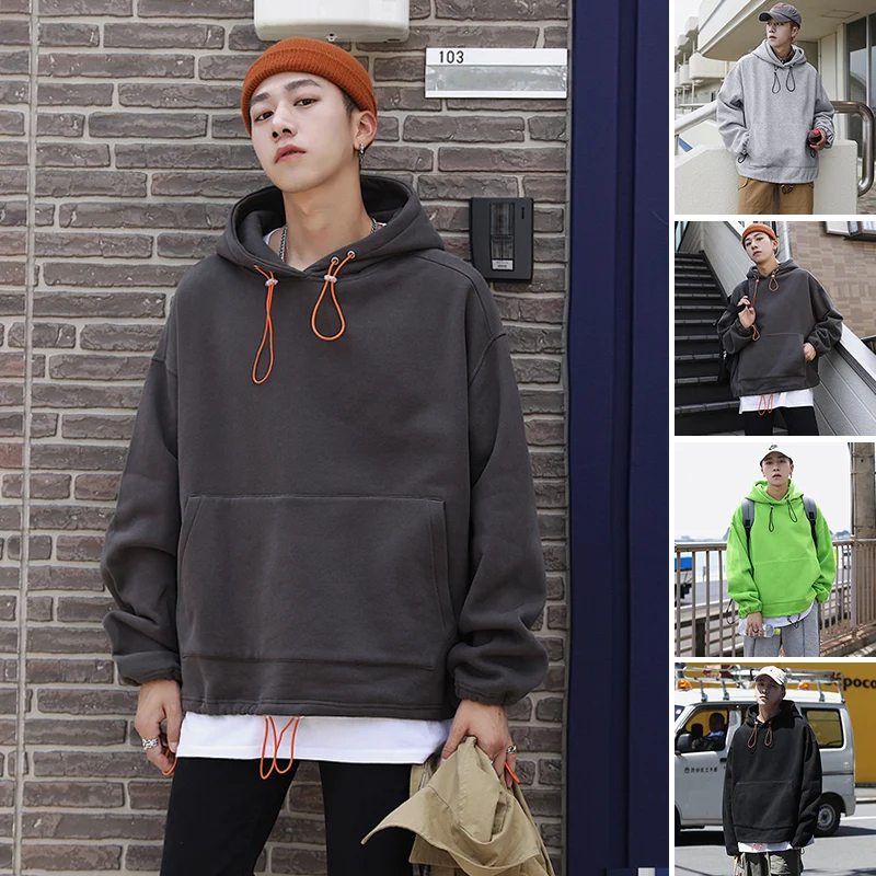 Осень неоновый цвет Мужская толстовка с капюшоном уличная винтажная хип-хоп