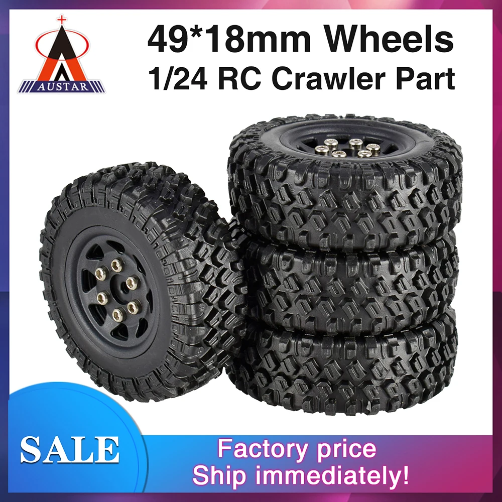 

AUSTARHOBBY 4 шт. 49*18 мм Micro Wheel Beadlock Обода резиновые шины для 1/24 RC Гусеничный автомобиль осевой SCX24 90081 RGT деталь для обновления
