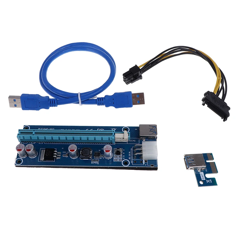 PCI-E 1X к 16X Riser Card PCIE USB3.0 Расширение SATA адаптер карта кабель питания | Компьютеры и